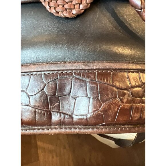 Vintage Brighton Leather Alligator Embossed Black & Brown Shoulder Handbag - Picture 10 of 10